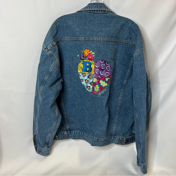 Haleman Jeanswear Jean Jacket Brighton Embroidered Heart Patch XL - Picture 11 of 13